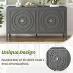 Retro Circular Groove Design Sideboard with Round Metal Door Handle