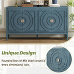 Retro Circular Groove Design Sideboard with Round Metal Door Handle