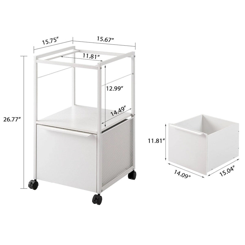2 Pcs Mobile Vertical File Cabinet with Filing Holders, Printer Stand with Open Storage Shelf, fits A4 or Letter Size