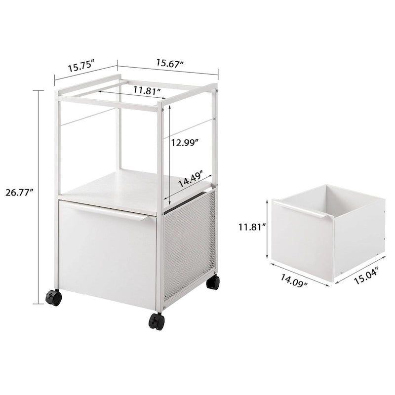 2 Pcs Mobile Vertical File Cabinet with Filing Holders, Printer Stand with Open Storage Shelf, fits A4 or Letter Size