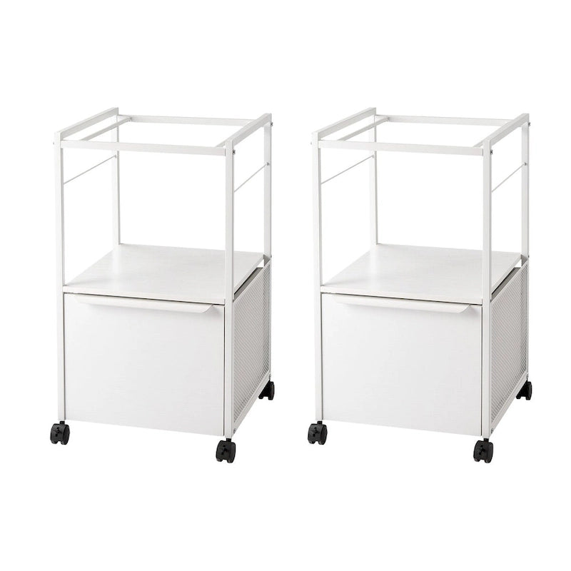 2 Pcs Mobile Vertical File Cabinet with Filing Holders, Printer Stand with Open Storage Shelf, fits A4 or Letter Size