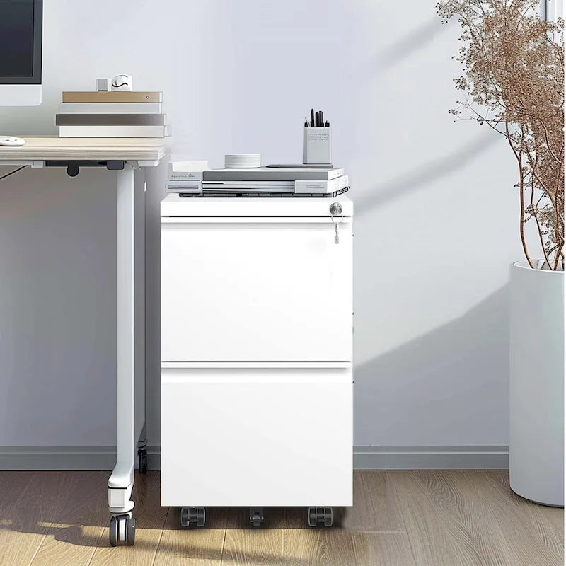 2-Drawer Metal Mobile File Cabinet with Lock