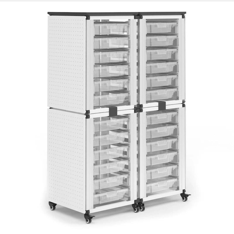 Modular Classroom Storage Cabinet - 4 stacked modules with 24 small bins - N/A