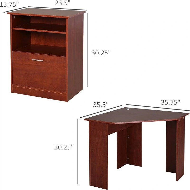 Computer Desk with Printer Cabinet