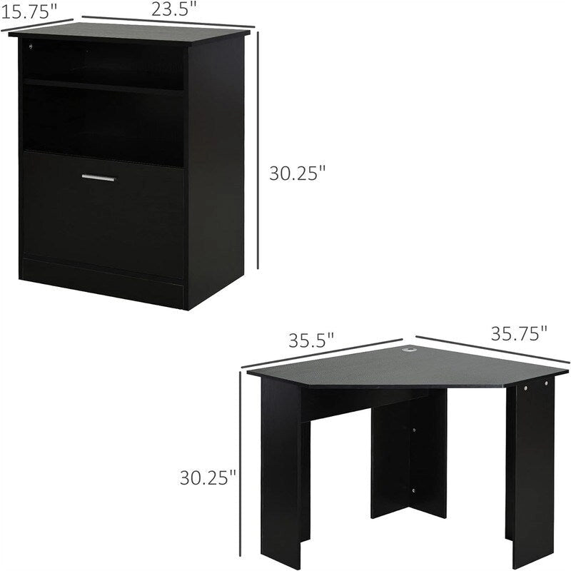 Computer Desk with Printer Cabinet