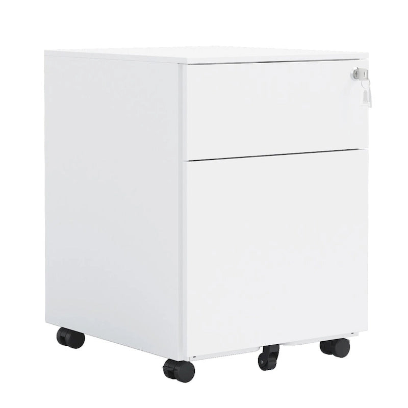 2 Drawer Mobile File Cabinet with Lock Steel File Cabinet for Legal/Letter/A4/F4 Size, Fully Assembled Include Wheels