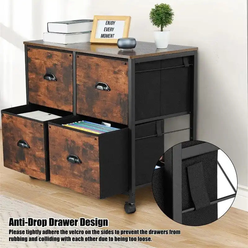 4 Drawers Mobile Fabric Lateral - 17.13D x 33.46W x 6.9H