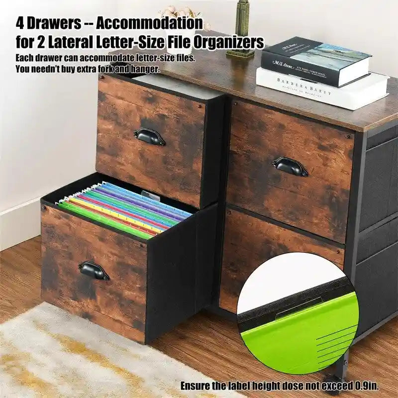 4 Drawers Mobile Fabric Lateral - 17.13D x 33.46W x 6.9H