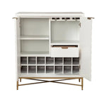 Honeycomb Design 2 Door Bar Cabinet with Metal Legs, White