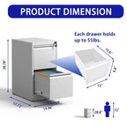 2 Drawer Metal Vertical Filing Cabinet with Lock,A4 Legal/Letter Size