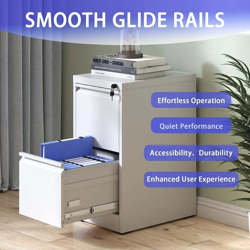 2 Drawer Metal Vertical Filing Cabinet with Lock,A4 Legal/Letter Size