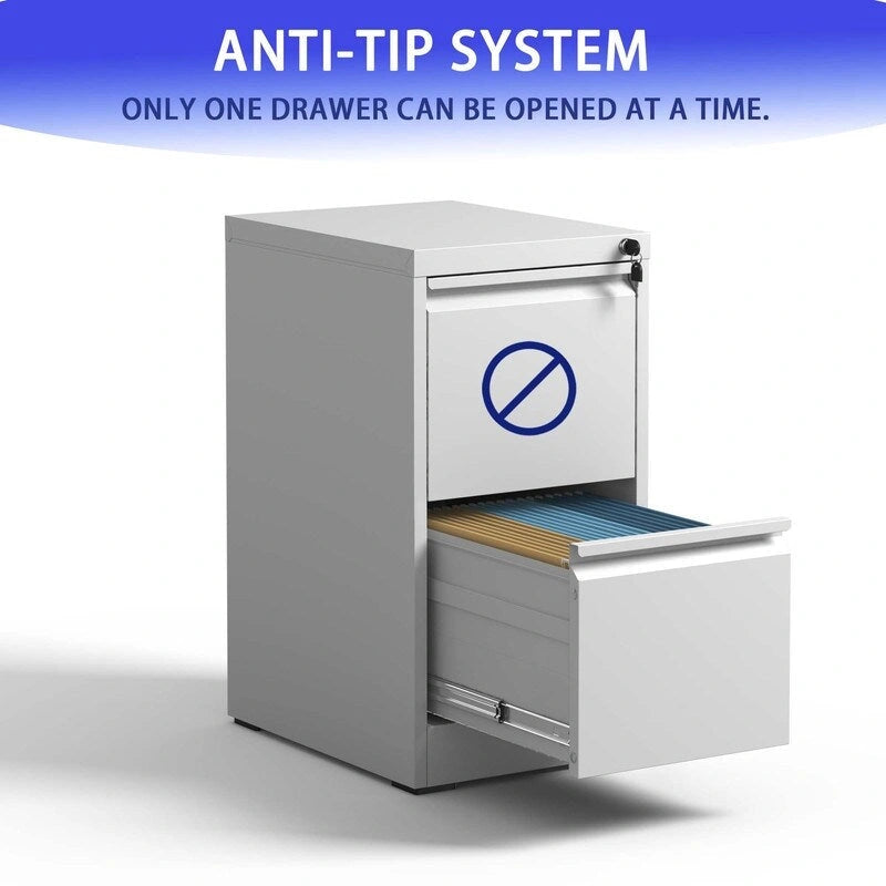 2 Drawer Metal Vertical Filing Cabinet with Lock,A4 Legal/Letter Size