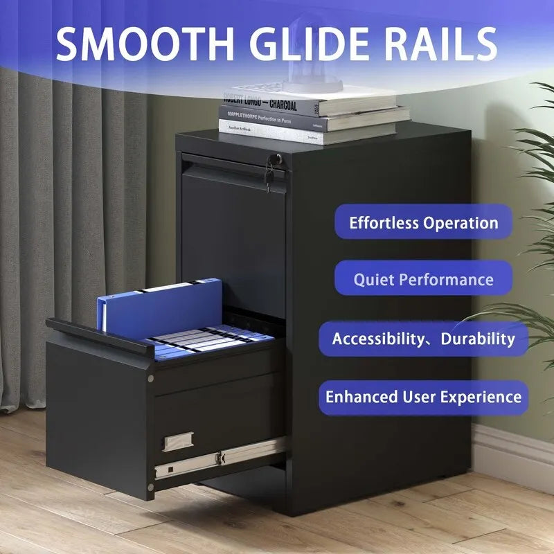 2 Drawer Metal Vertical Filing Cabinet with Lock,A4 Legal/Letter Size