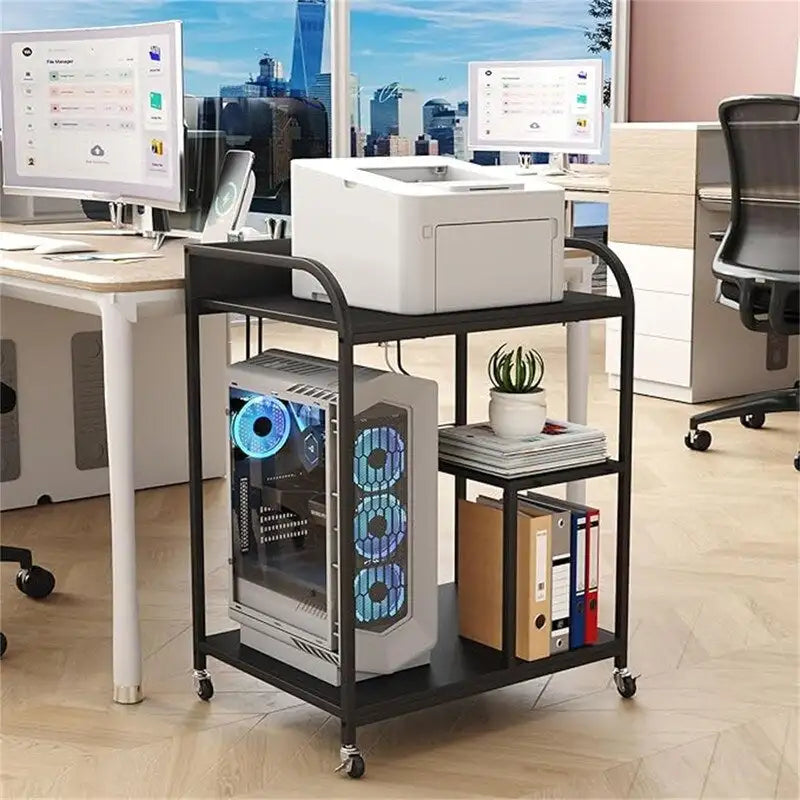 Printer Stand with Wheels Large Printer Stand with Storage for Office and Home - 34 x 20 x 4.5 inches