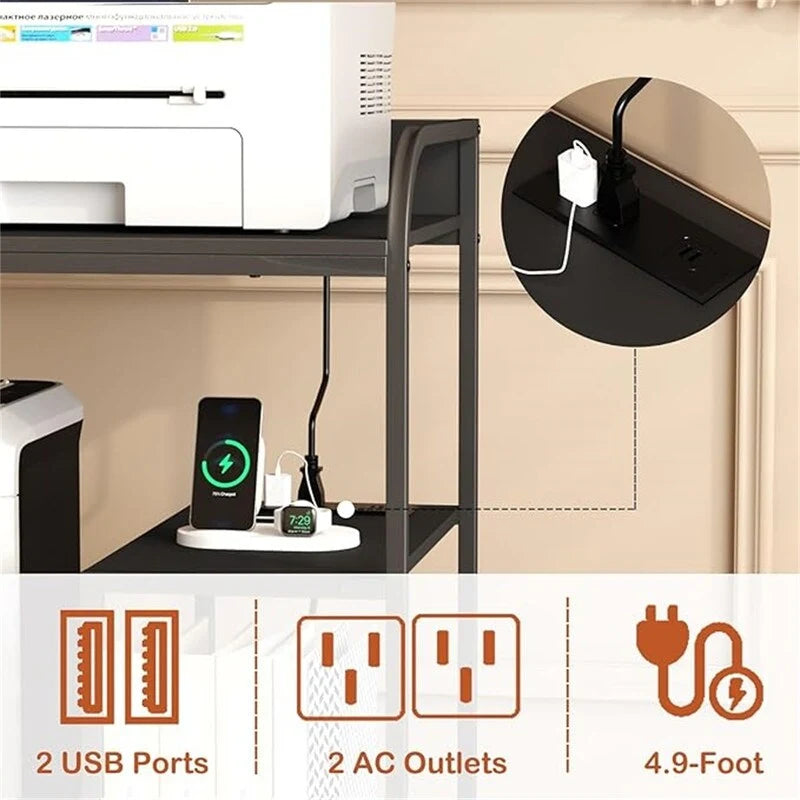 Printer Stand with Wheels Large Printer Stand with Storage for Office and Home - 34 x 20 x 4.5 inches