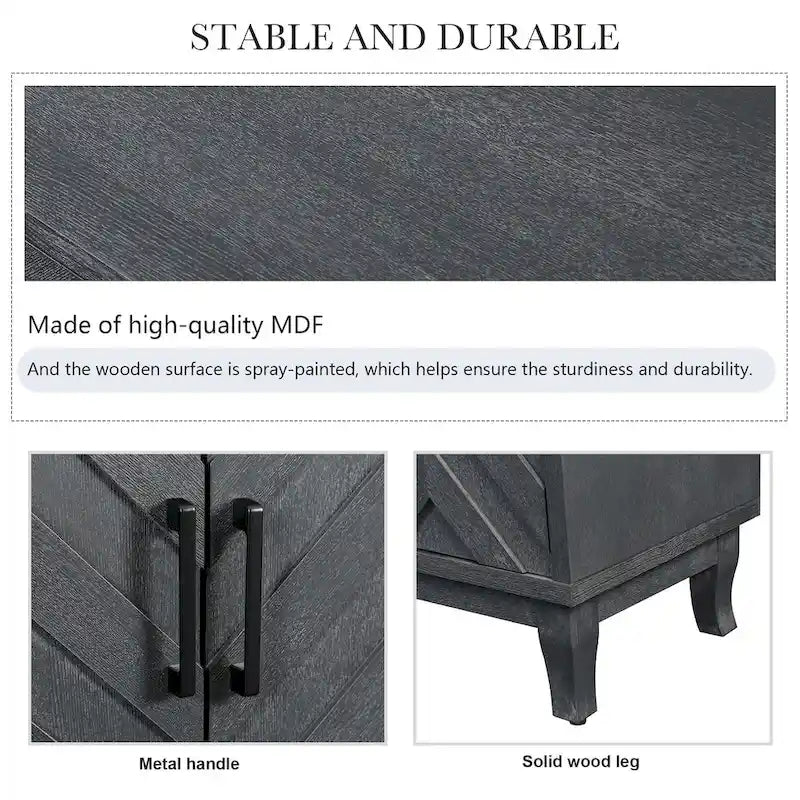 Stronger Vintage Style Buffet Cabinet, Lacquered Accent Storage 4 Door Wooden Cabinets,Thickened Sideboard Storage Cabinet