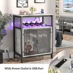 Wine Bar Cabinet with RGB Light and Outlet - 23.6D x 13.6W x 31H
