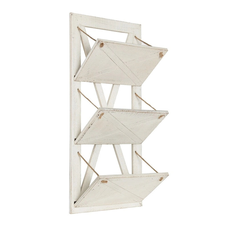 Kate and Laurel Hardeman 3 Pocket Farmhouse Wood Hanging Wall File Holder