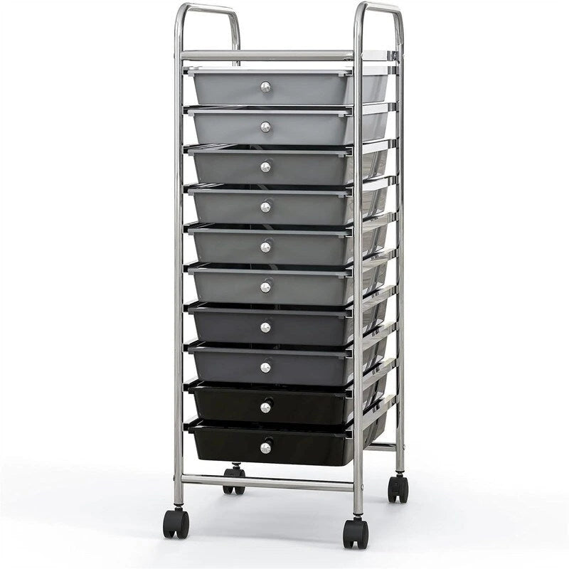 10 Drawer Rolling Storage Cart - 15D x 13W x 34H