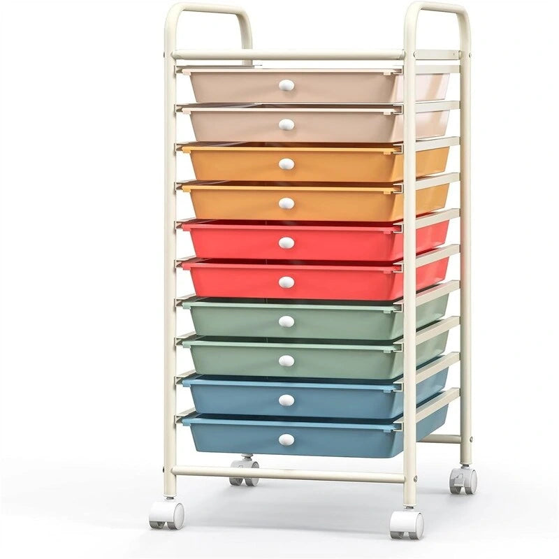 10 Drawer Rolling Storage Cart - 15D x 13W x 34H