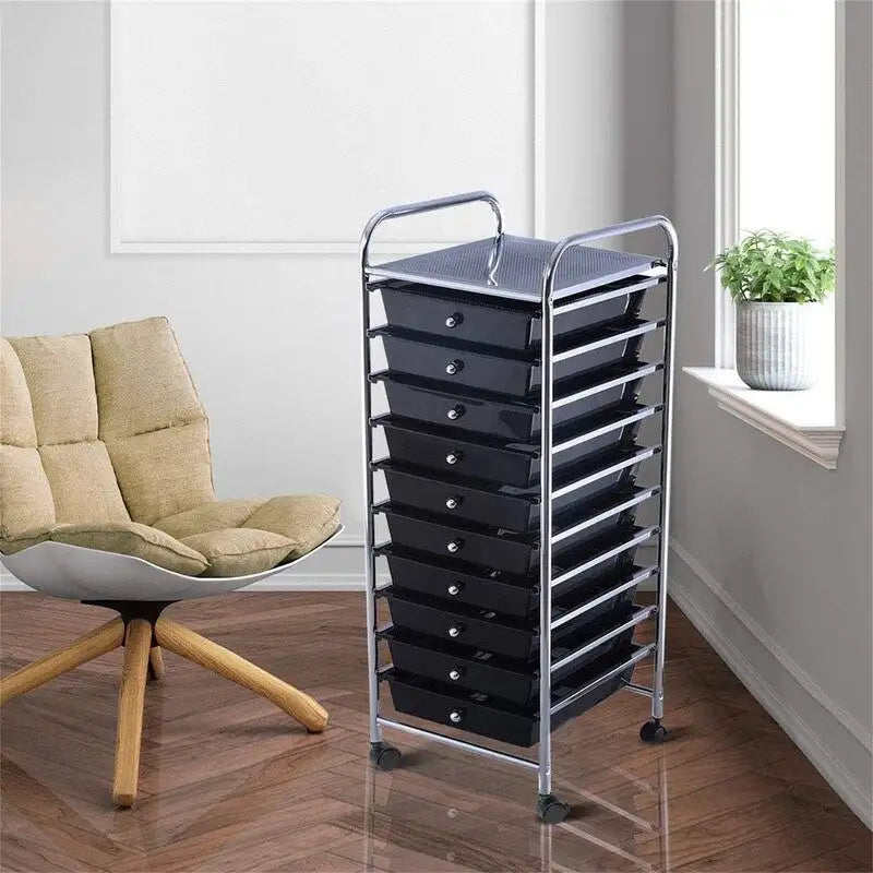 10 Drawer Rolling Storage Cart - 15D x 13W x 34H