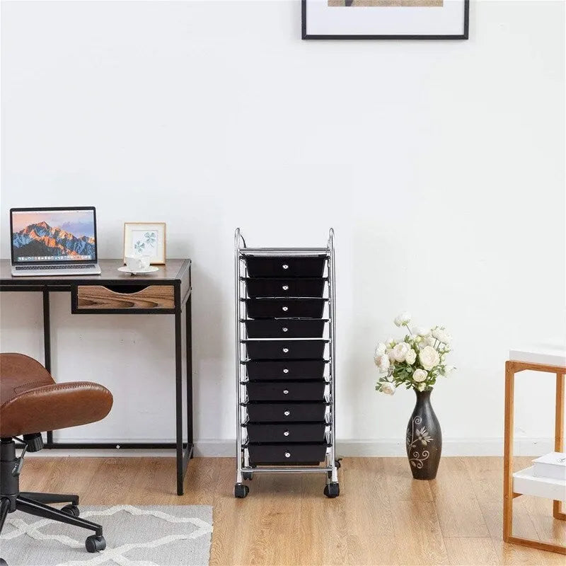 10 Drawer Rolling Storage Cart - 15D x 13W x 34H