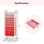 10 Drawer Rolling Storage Cart - 15D x 13W x 34H