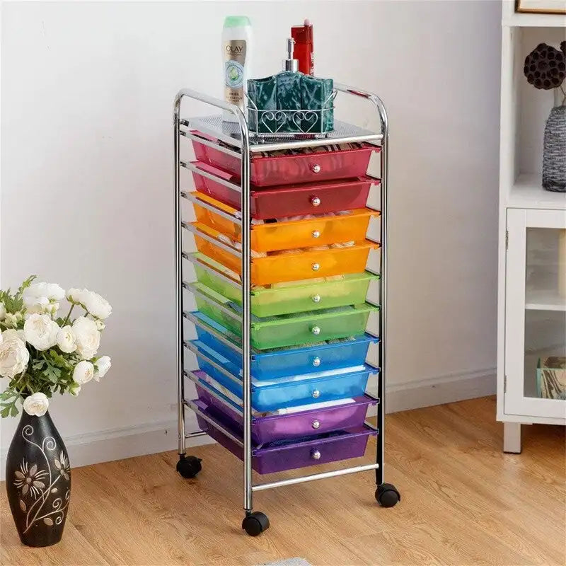 10 Drawer Rolling Storage Cart - 15D x 13W x 34H