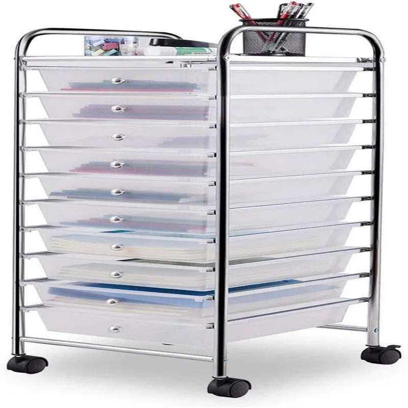 10 Drawer Rolling Storage Cart - 15D x 13W x 34H