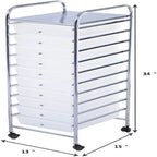 10 Drawer Rolling Storage Cart - 15D x 13W x 34H