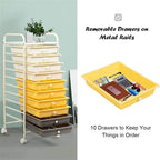10 Drawer Rolling Storage Cart - 15D x 13W x 34H