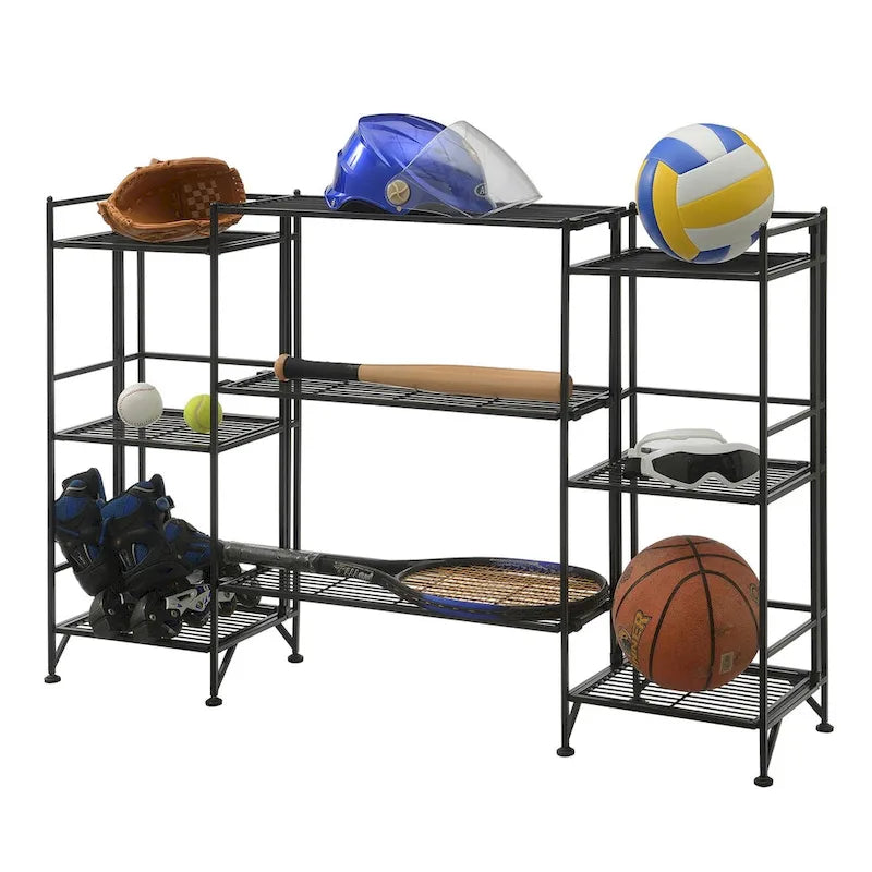 Convenience Concepts Xtra Storage 3 Tier Folding Metal Shelves with Set of 3 Extension Shelves