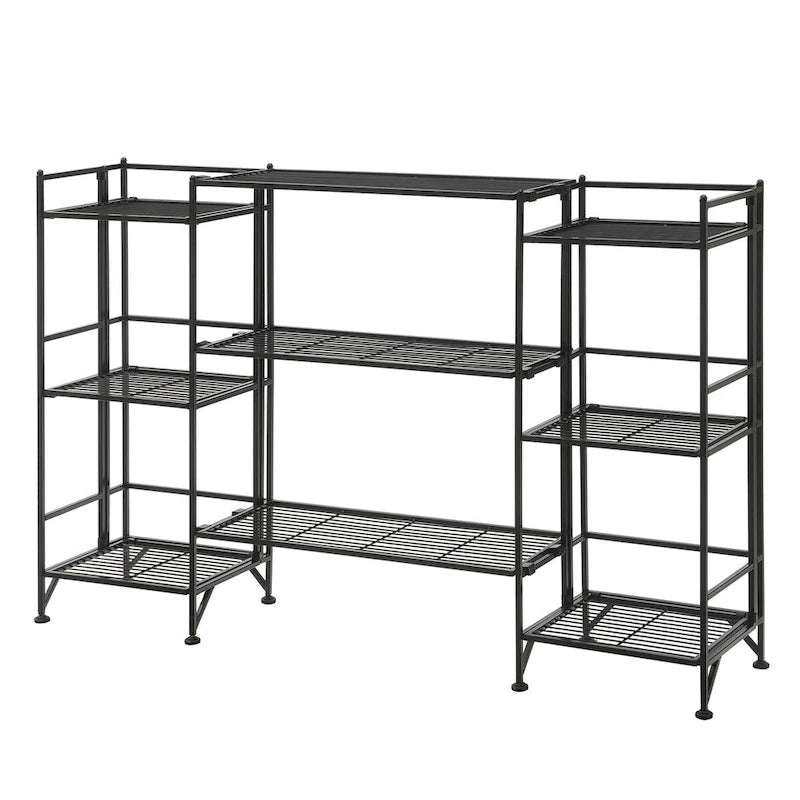 Convenience Concepts Xtra Storage 3 Tier Folding Metal Shelves with Set of 3 Extension Shelves