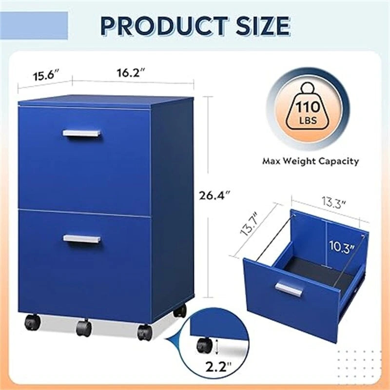 2 Drawer File Cabinet - 15.6D x 16.2W x 26.4H