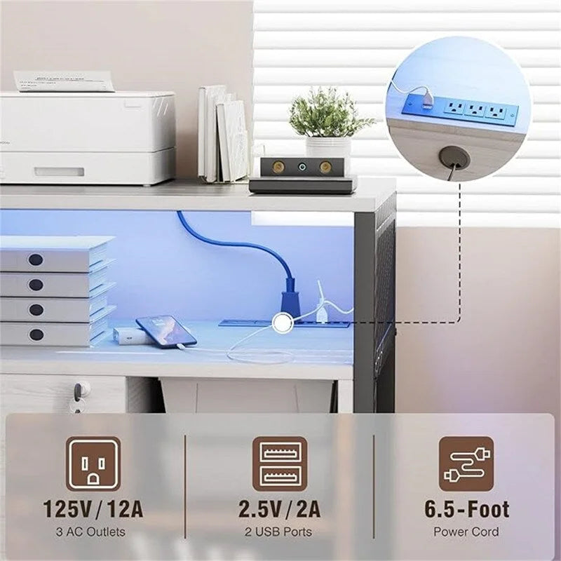 Printer Stand with LED Lights, - 23.6D x 17.2W x 26H