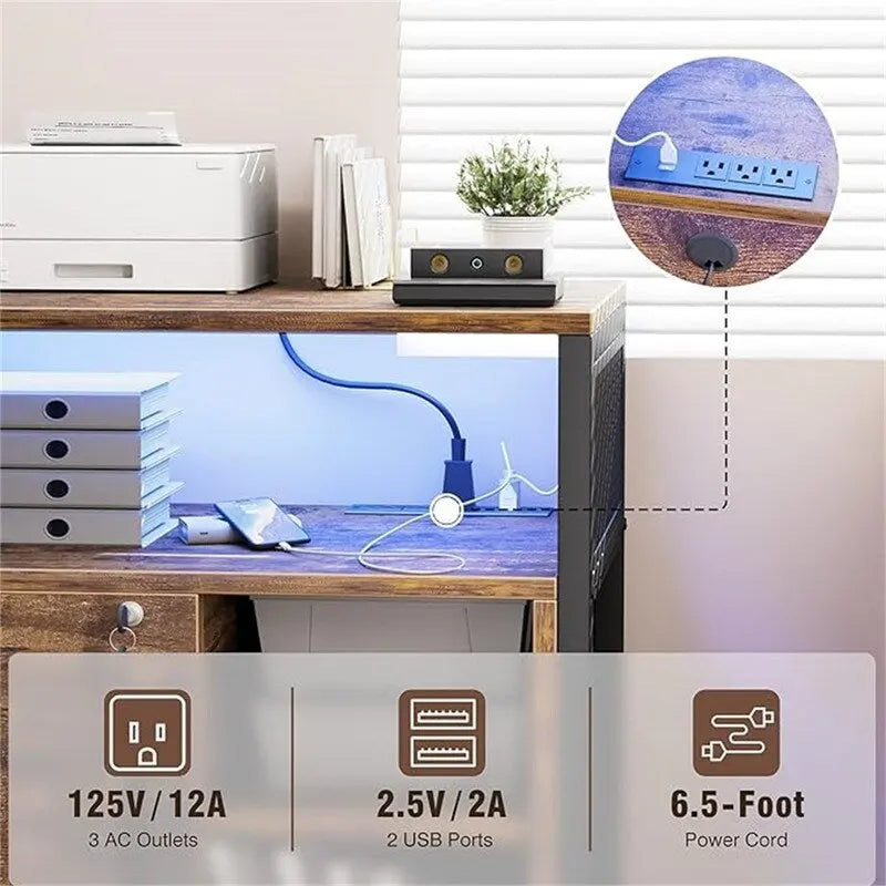 Printer Stand with LED Lights, - 23.6D x 17.2W x 26H