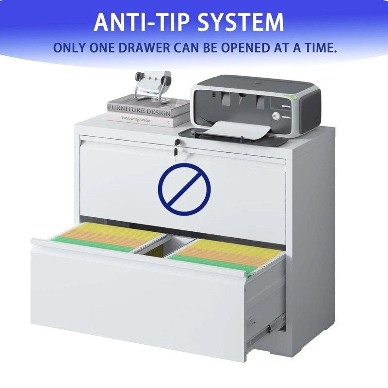 2 Drawer Metal Filing Cabinet with Lock, Legal/Letter/A4/F4 Size