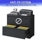 2 Drawer Metal Filing Cabinet with Lock, Legal/Letter/A4/F4 Size