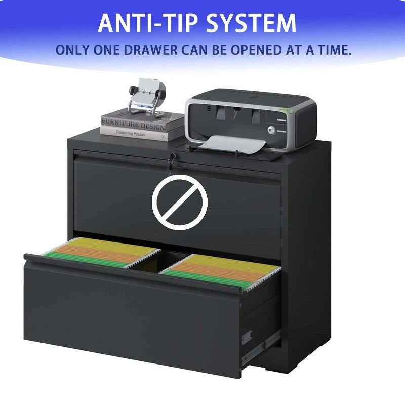2 Drawer Metal Filing Cabinet with Lock, Legal/Letter/A4/F4 Size