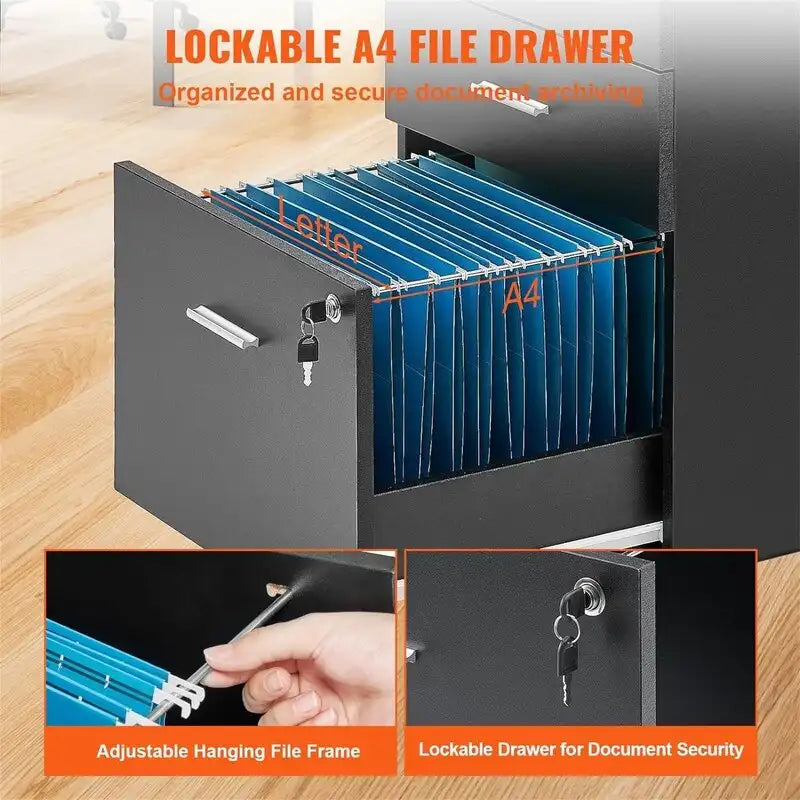 3-Drawer Wood Filing Cabinet - 15.75D x 17.7W x 25.6H