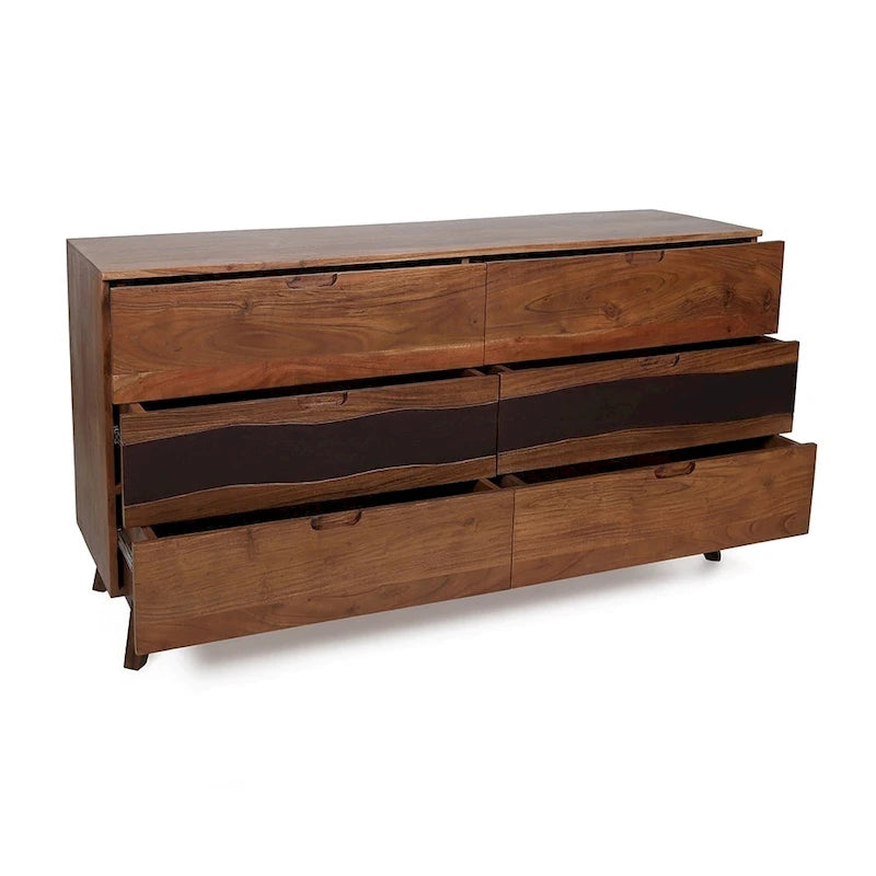 Wood Six Drawer Sideboard Buffet