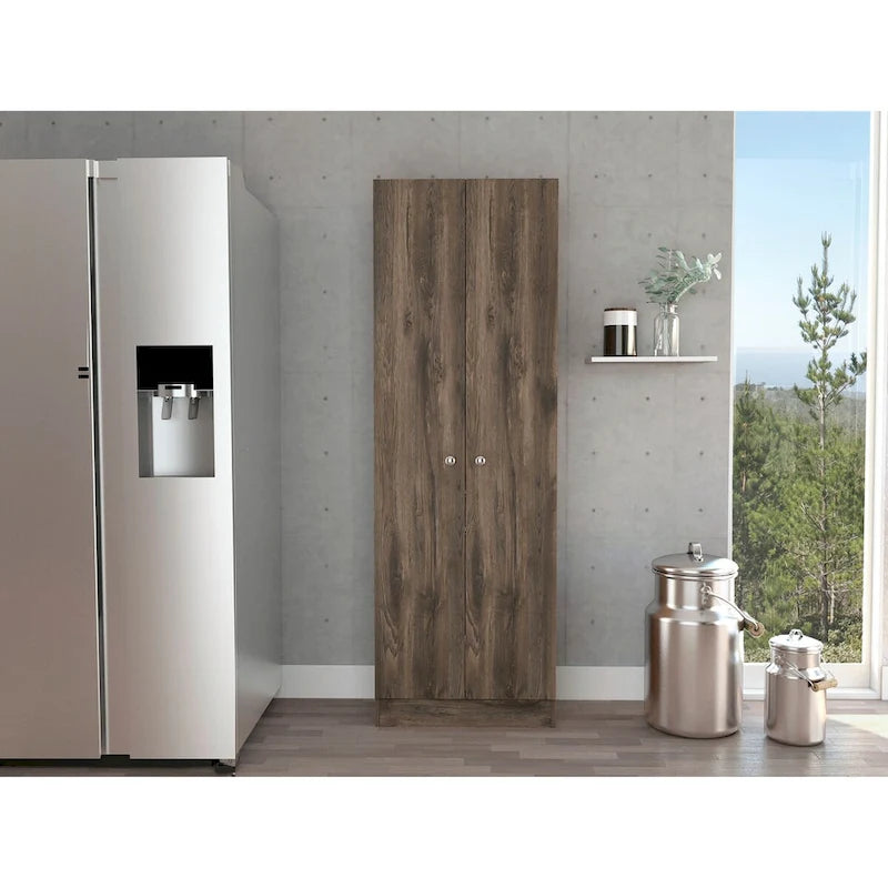 Storage Cabinet Pipestone, Five Shelves, Dark Brown / Black Wengue Finish,High quality and durable