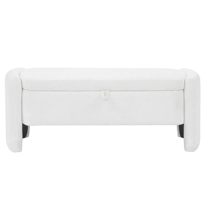 47.24 Chenille Fabric Oval Ottoman Storage Bench