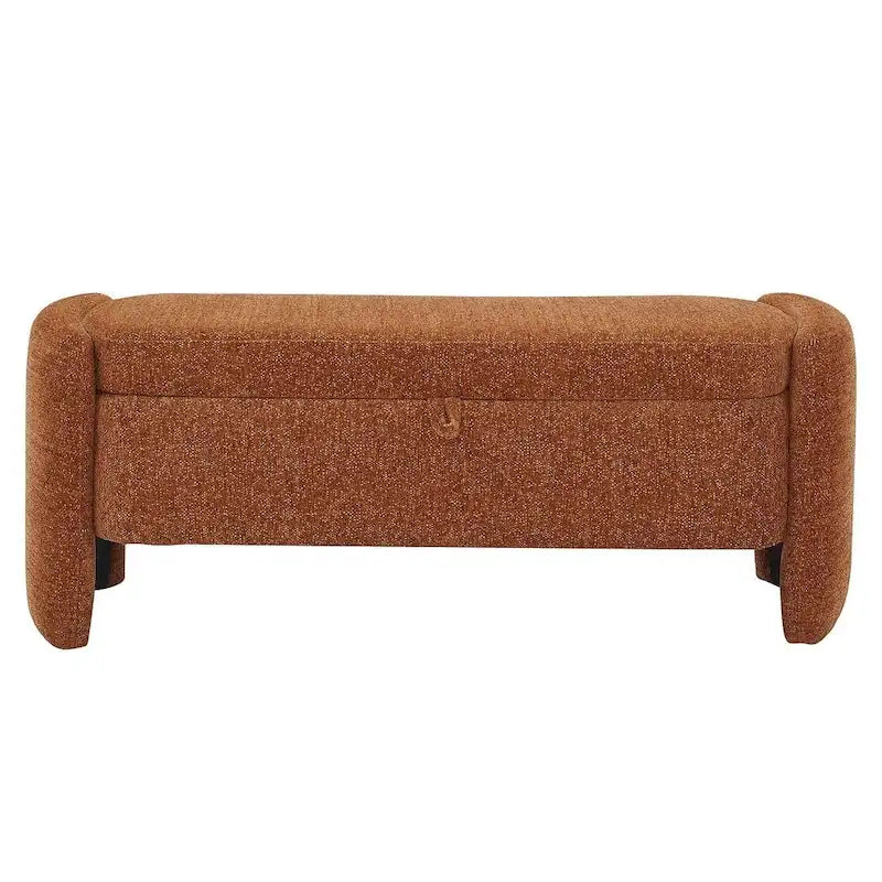 47.24 Chenille Fabric Oval Ottoman Storage Bench