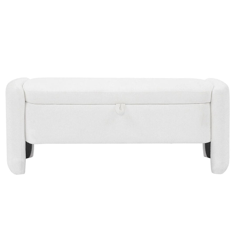 47.24 Chenille Fabric Oval Ottoman Storage Bench