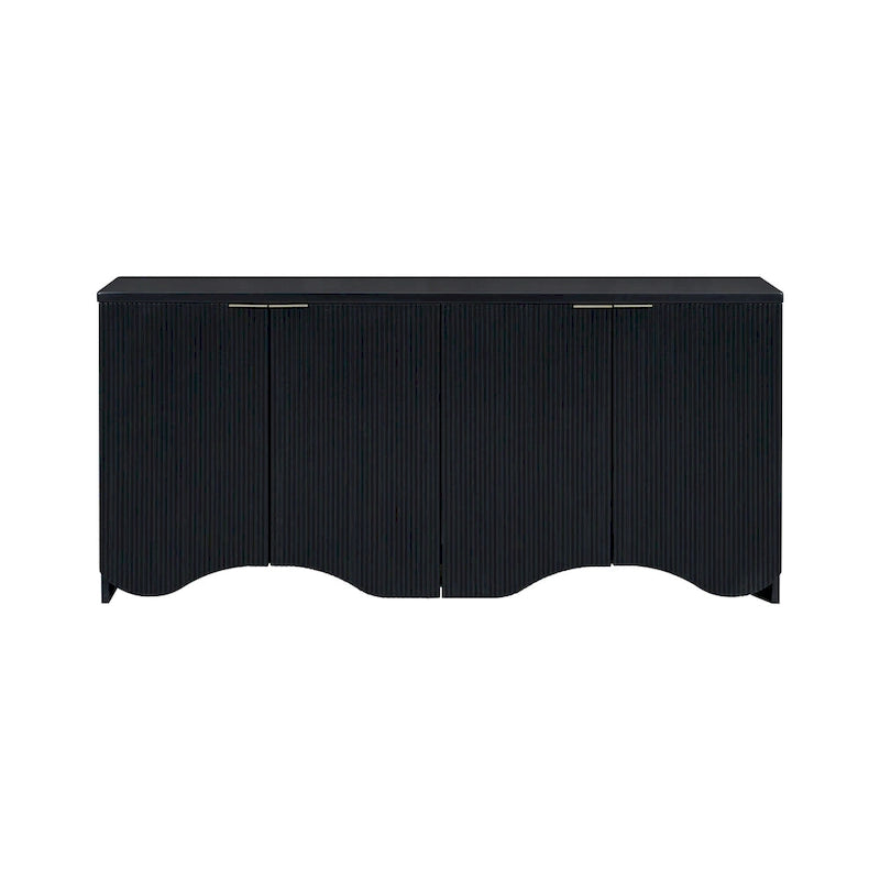 Vertical Stripes and Wavy Design of a Four-Door Cabinet
