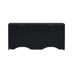 Vertical Stripes and Wavy Design of a Four-Door Cabinet