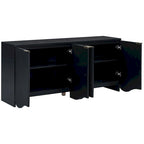 Vertical Stripes and Wavy Design of a Four-Door Cabinet