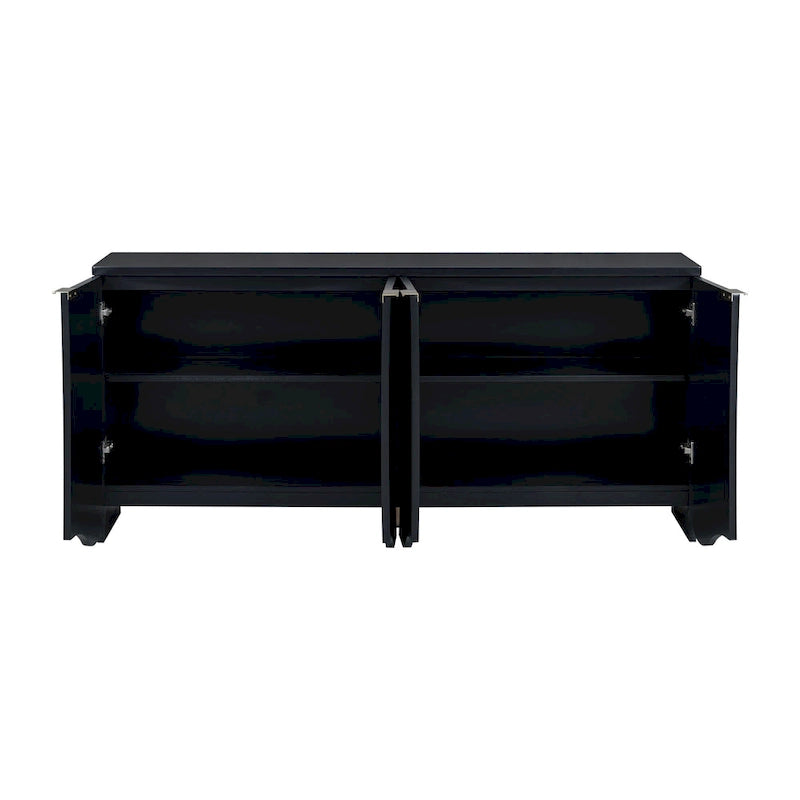 Vertical Stripes and Wavy Design of a Four-Door Cabinet