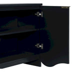 Vertical Stripes and Wavy Design of a Four-Door Cabinet